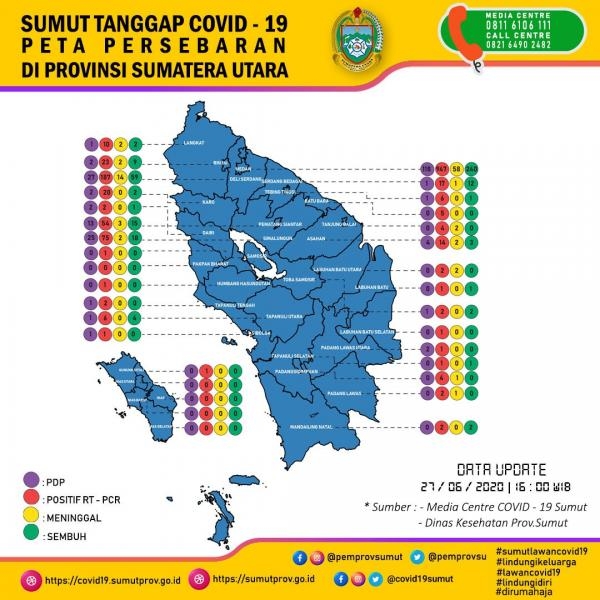 Peta Persebaran 27 Juni di Provinsi Sumatera Utara